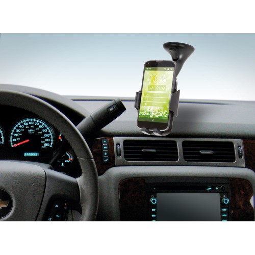 Univerzální držák na mobilní telefon lze rovněž také připevnit na přední sklo auta pomocí přísavky. 