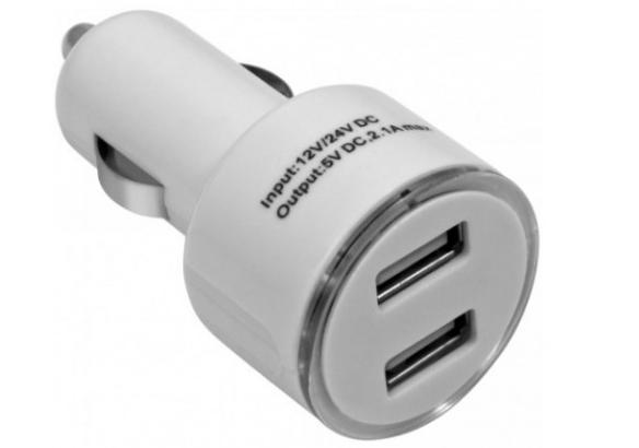 Dvouportová auto-nabíječka, poslouží k dobíjení mobilních přístrojů přímo na cestách, 2x USB port pro rychlé nabíjení, 12V napětí pro osobní vozy. 