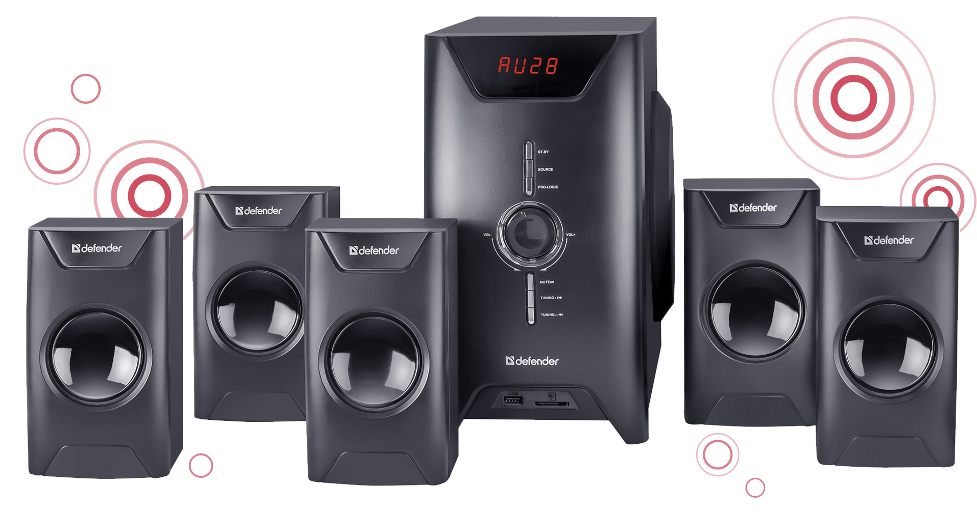 Aktivní 5.1 repro sestava Orchestra M80 od Defenderu Vám nabídne vestavěný MP3 decoder a FM tuner v praktickém dřevěném provedení s dálkovým ovladačem pro snadnější obsluhu. Aktivní 5.1 repro sestava Orchestra M80 od Defenderu Vám nabídne vestavěný MP3 decoder a FM tuner v praktickém dřevěném provedení s dálkovým ovladačem pro snadnější obsluhu.