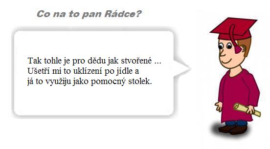 Co na to pan Rádce? Tak tohle je pro dědu jak svořené... Ušetří mi to uklízení po jídle a já to využiju jako pomocný stolek.